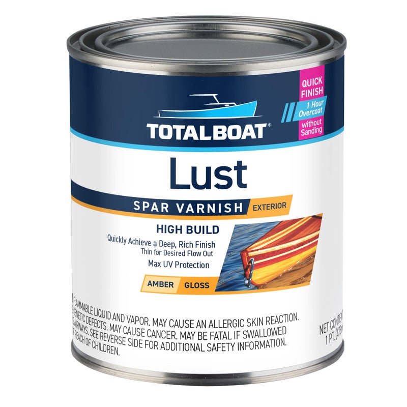 TotalBoat Lust Marine Varnish, High Gloss and Matte Finish for Wood, Boats, Outdoor Furniture (High Gloss, Pint) - Image 1